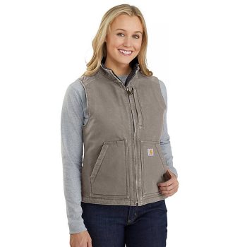 Women's Sherpa Lined Vest - Relaxed Fit - Washed Duck