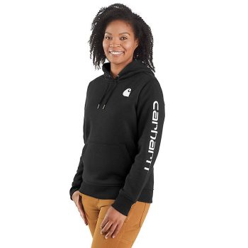 Women's Relaxed Fit Midweight Logo Sleeve Graphic Hoodie