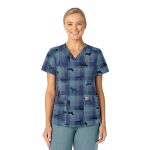 Women's V-Neck Print Scrub Top