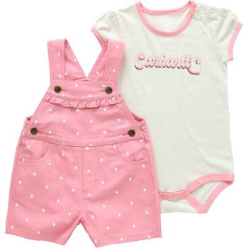 Girls' 2-Piece Short Sleeve Bodysuit & Canvas Shortall Set (Infant)