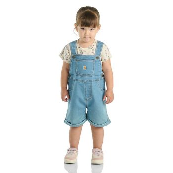 Girls' 2-Piece Short Sleeve Floral T-shirt & Denim Shortall Set (Toddler)